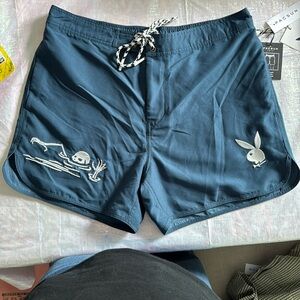 Pacsun x Playboy Blue Swim Trunks Quick-Dry Relaxed Fit